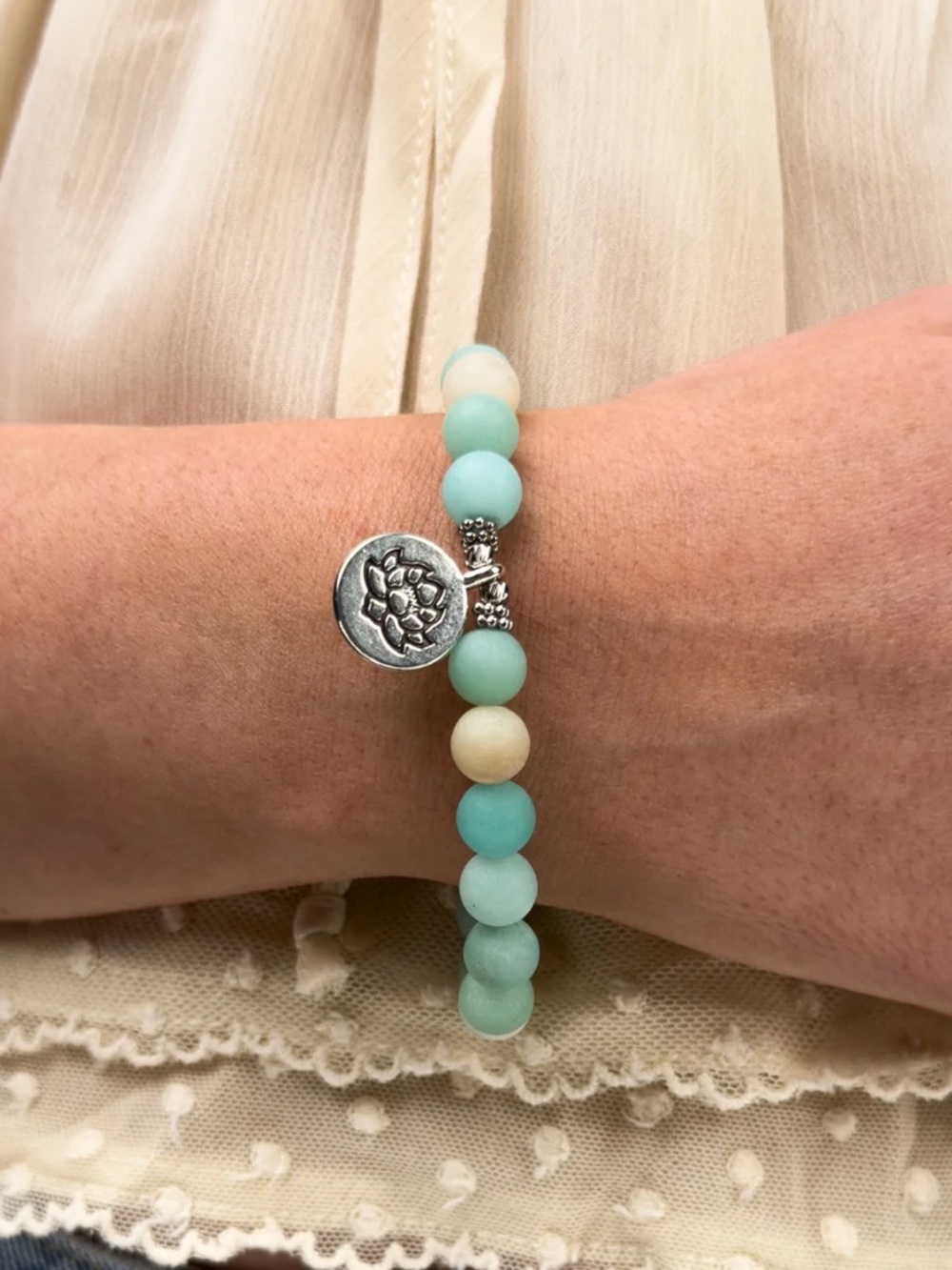 Lotus Charm Beaded Bracelet